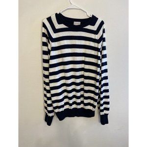 Maus Hoffman Sweater Striped Navy Blue White Knit  XXL Pima Cotton Long Sleeve